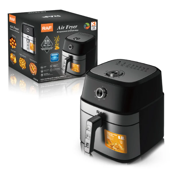 Air Fryer RAF-5319 - friteuza cu aer cald, fara ulei, capacitate 6.8L, 1800w, negru + CADOU CARTE DE RETETE