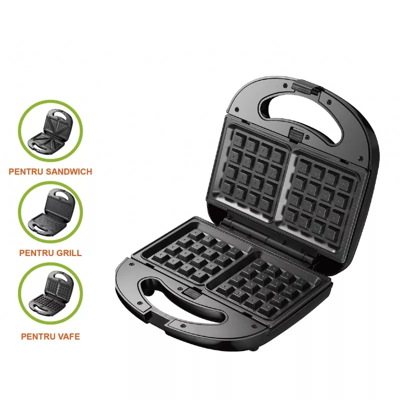 Aparat 3in1 Prepara Vafe Gofre Sandwich Grill 750W Victronic