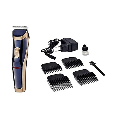 Aparat de Tuns Reincarcabil Gemei GM-6005, Lame otel inoxidabil, 4 Accesorii - Ergonomic - Gold