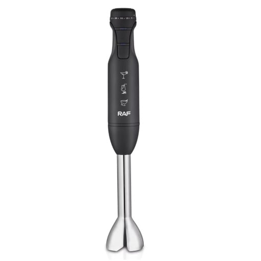 Blender vertical de mana, RAF R780, 1500W, 12000rpm, 4 lame, din otel inoxidabil, 42x6cm, negru