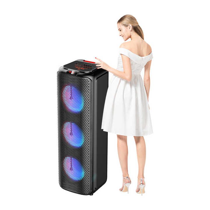 Boxa portabila 3 difuzoare, 400W, Bluetooth,joc lumini RGB, card,stick,radio, LED, Microfon