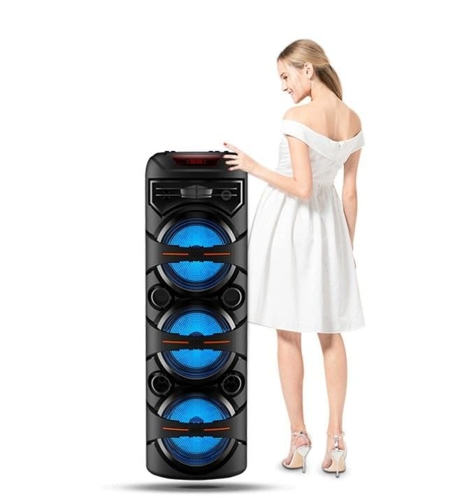 Boxa portabila de mare putere 450W Bluetooth cu 3 Difuzoare Telecomanda si Microfon