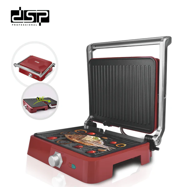 DSP Professional Healthy Panini Preser și grătar de contact, KB1049A 1800 Watt - Roșu