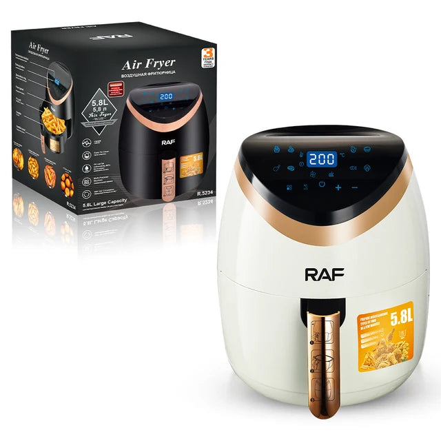Friteuză electrică cu aer Air Fryer de 2400 W, 2 culori, 6.0 L, tip tactil Negru