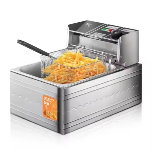 Friteuza Electrica, RAF, 2500 W, cu capac, capacitate 5.5L, 46x29x30cm, argintiu