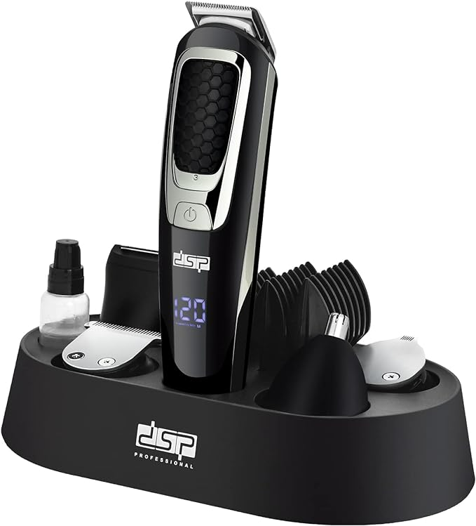 Kit de îngrijire a bărbii pentru bărbați Mașină de tuns electrică 5 în 1 Set de barbă multifuncțional rezistent la apă Trimmer facial fără fir pentru mustață cu afișaj LED