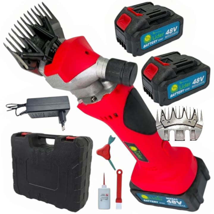 OFERTA: Masina de tuns oi pe acumulator + CUTITE REZERVA CADOU, Mencoza™ Lider, 48V, 6000mAh, 2 acumulatori, accesorii incluse, cutie de transport si depozitare