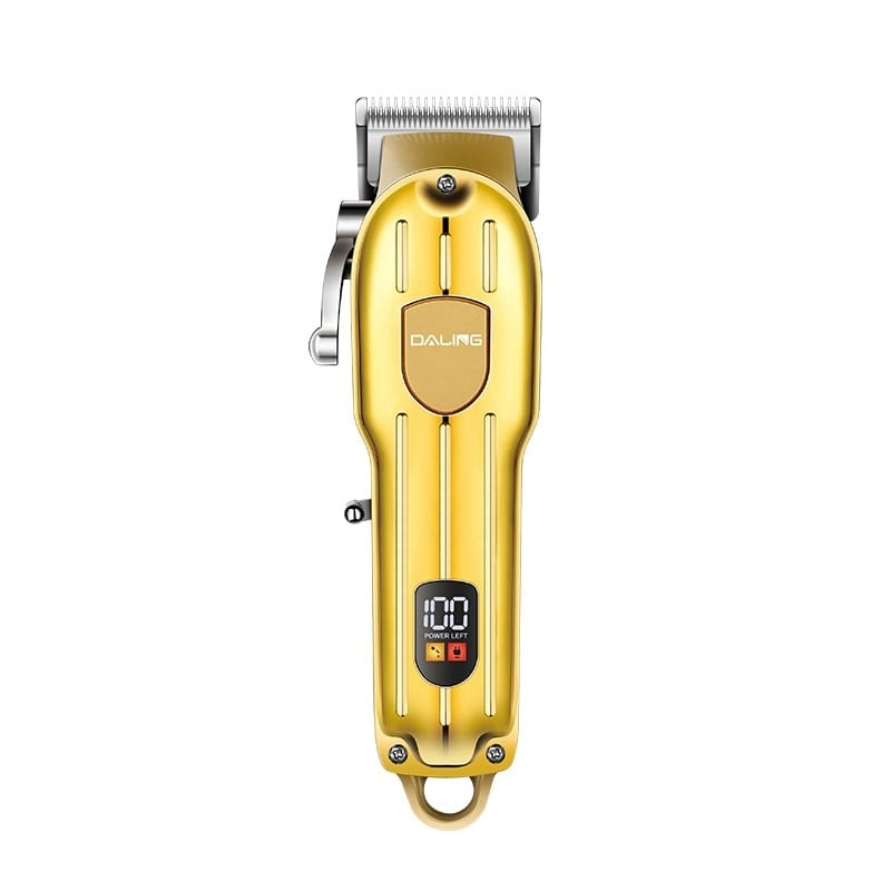 Masina tuns profesionala GM-6695, cu acumulator, carcasa metalica, cu afisaj, cu 4 piepteni, gold