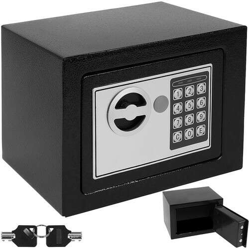 Seif metalic din otel cu inchidere electronica si cheie 17x17,5x23cm