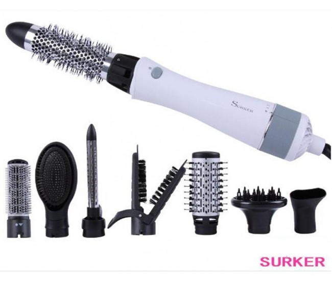 Set perie multifunctionala pentru coafat profesionala 8 in 1, 1200W, alb