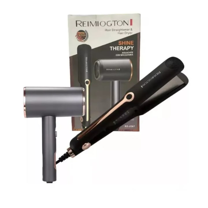 Set uscator de par si placa de indreptat parul REIMIOGTON 1800 W cu placi ceramice de inalta calitate