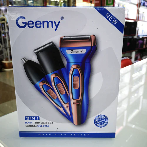 Trimmer multifunctional GEEMY GM-595, 3 in 1, rezistent la apa, albastru/auriu