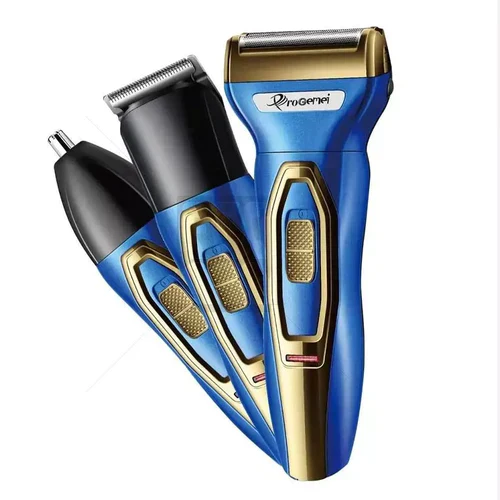 Trimmer multifunctional GEEMY GM-595, 3 in 1, rezistent la apa, albastru/auriu
