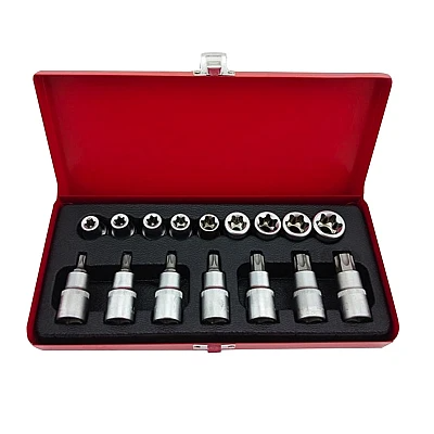 Trusa 16 piese chei tubulare capete biti torx