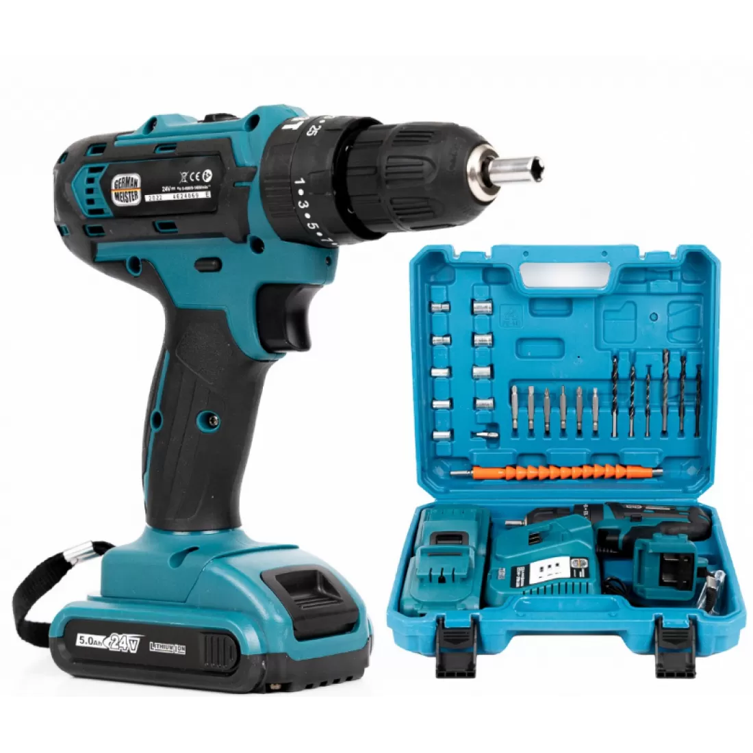 Trusa bormasina cu percutie Vermark Starke 36V, 2 acumulatori, incarcator, 30 accesorii