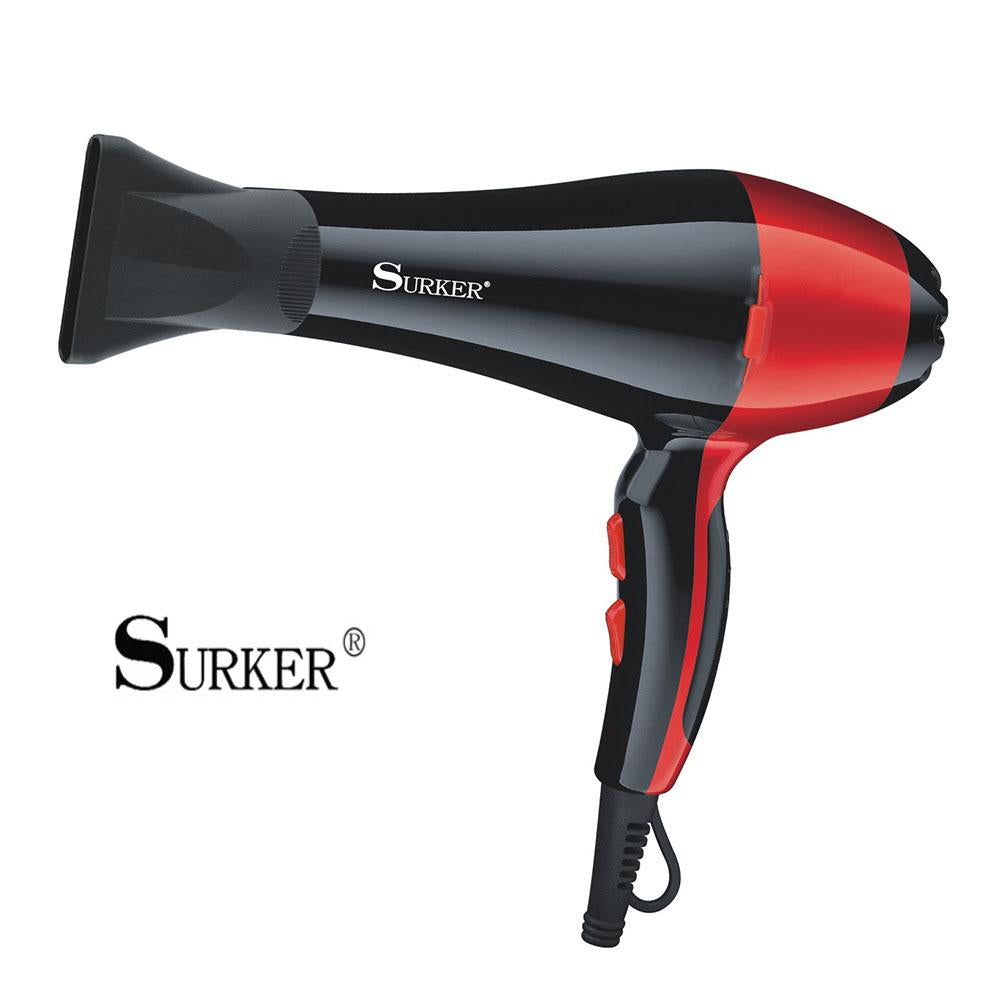 Uscator de par profesional Surker SK-3902, 2 trepte viteza, 3 trepte temperatura, putere 2000 W, Negru/Rosu